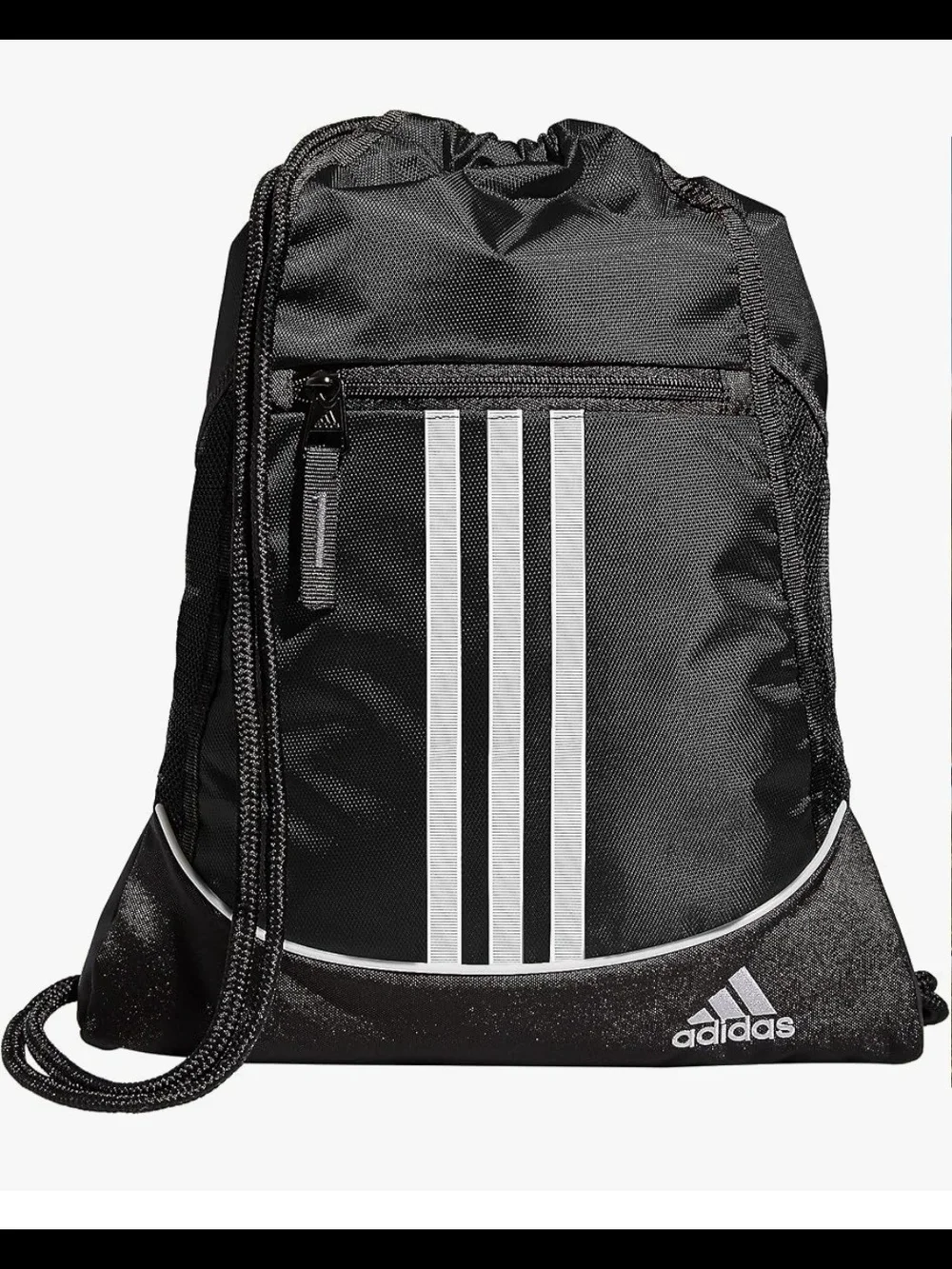 adidas Black Drawstring Duffel Bag with White Stripes